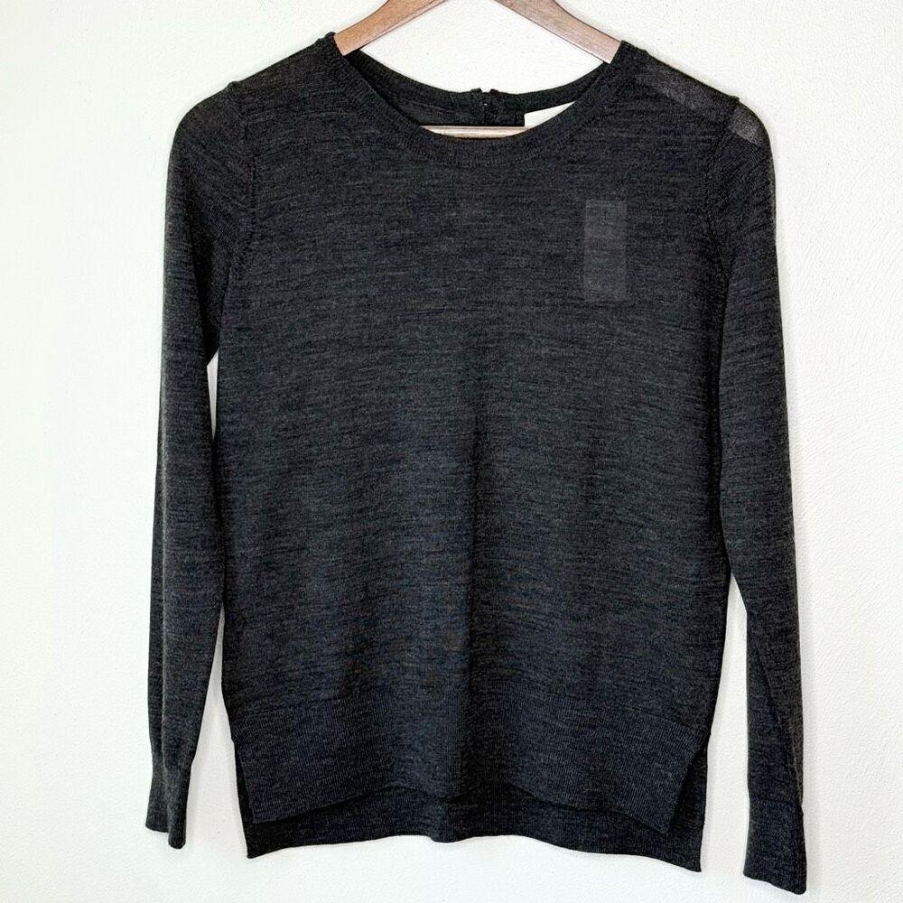 Loft Charcoal Gray/Black Lightweight Wool Blend Sweater - Women’s US XS